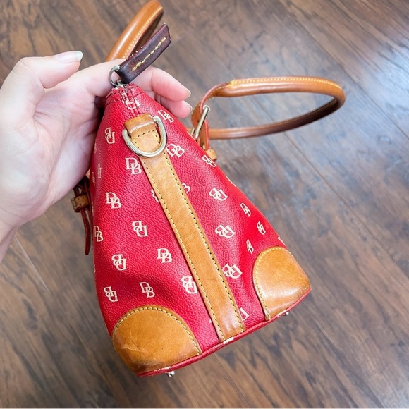 Dooney & Bourke • Domed Satchel purse bag Burning Red initials canvas wristlet - Picture 15 of 16
